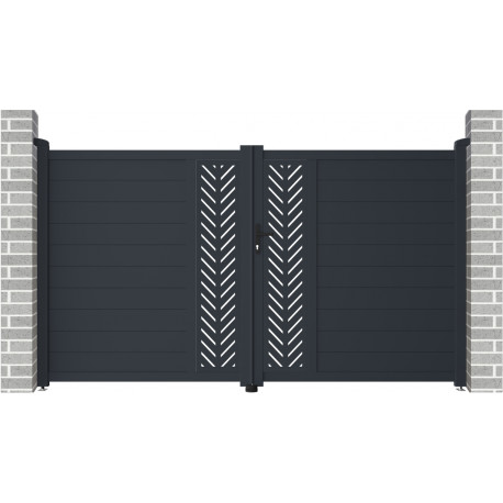 Brama skrzydłowa z nowoczesnego aluminium 350x173cm FANCY GROW - X-Metal