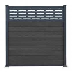 Ogrodzenie kompozytowe Premium 180x190 cm z panelem dekoracyjnym Linea - antracyt - Compolife