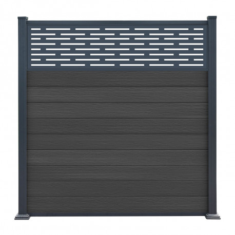 Ogrodzenie kompozytowe Premium 180x190 cm z panelem dekoracyjnym Linea - antracyt - Compolife