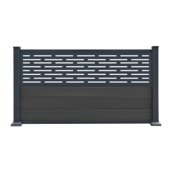Ogrodzenie kompozytowe Premium 180x95 cm z panelem dekoracyjnym Linea - antracyt - Compolife