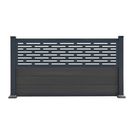 Ogrodzenie kompozytowe Premium 180x95 cm z panelem dekoracyjnym Linea - antracyt - Compolife