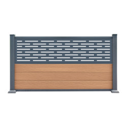 Ogrodzenie kompozytowe Premium 180x95 cm z panelem dekoracyjnym Linea - postarzane drewno - Compolife