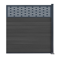 Przedłużenie do ogrodzenia kompozytowego Premium 180x190 cm z panelem dekoracyjnym Linea - antracyt - Compolife