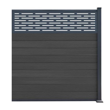 Przedłużenie do ogrodzenia kompozytowego Premium 180x190 cm z panelem dekoracyjnym Linea - antracyt - Compolife