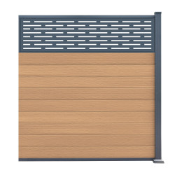 Przedłużenie do ogrodzenia kompozytowego Premium 180x190 cm z panelem dekoracyjnym Linea - postarzane drewno - Compolife