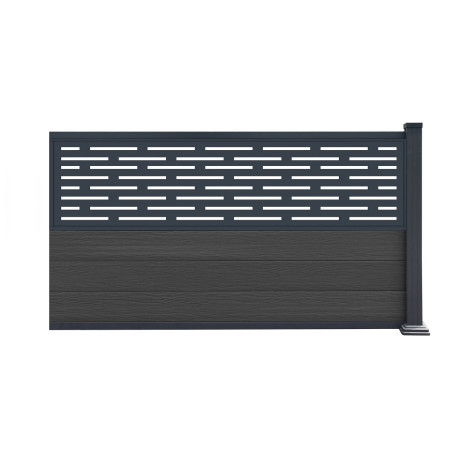 Przedłużenie do ogrodzenia kompozytowego Premium 180x95 cm z panelem dekoracyjnym Linea - antracyt - Compolife