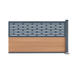 Przedłużenie do ogrodzenia kompozytowego Premium 180x95 cm z panelem dekoracyjnym Linea - postarzane drewno - Compolife