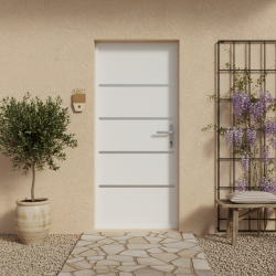 Drzwi wejściowe Lisandre z aluminium 96x218cm - białe - otwierane na lewo - X-METAL